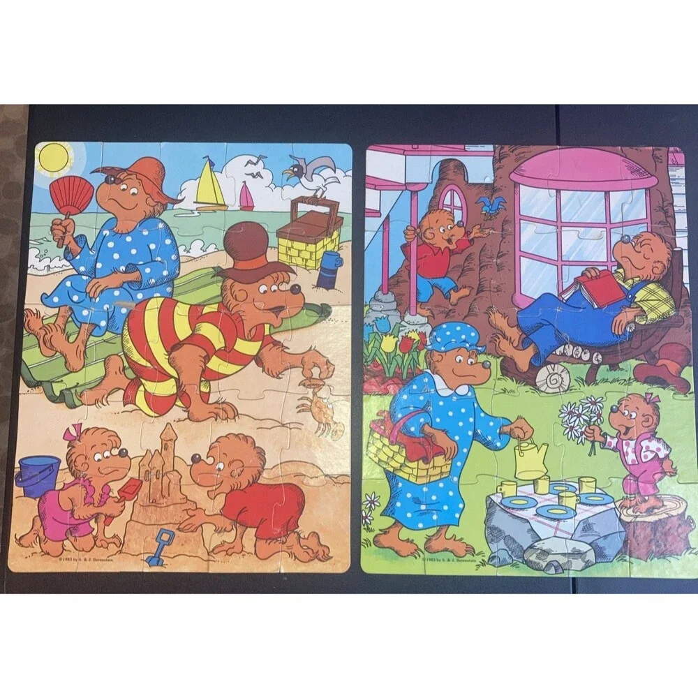 Golden 1983 The Berenstain Bears Puzzles Seaside Picnic & Tea Party 25 Pieces